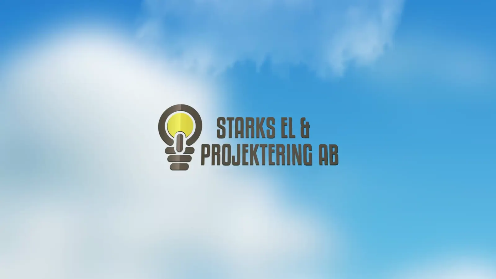 Starks EL & Projektering AB – logotyp mot blå himmel ur introfilmen