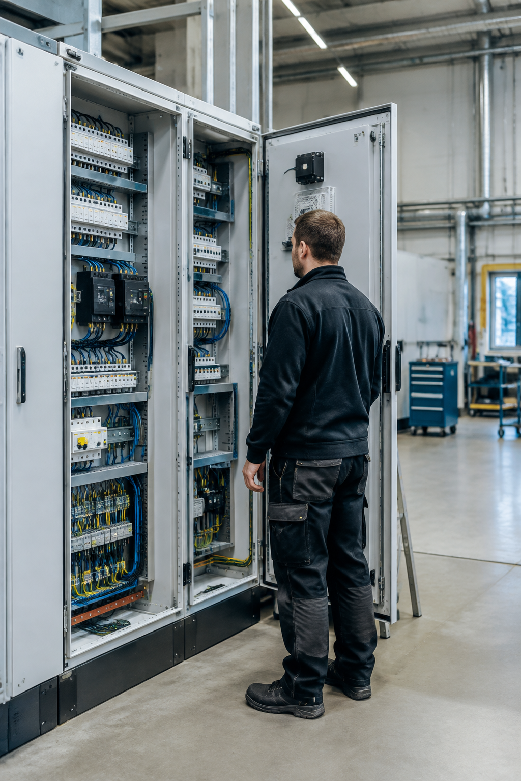 Elskåp och teknisk utrustning i industrimiljö